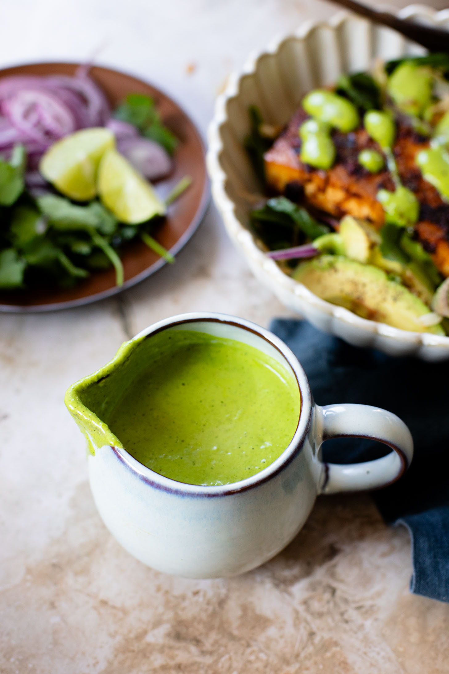 This Crispy Rice Salad with Chipotle Tofu is a vegan dinner that doesn't skimp on flavor. Served with a creamy cilantro dressing | ThisSavoryVegan.com