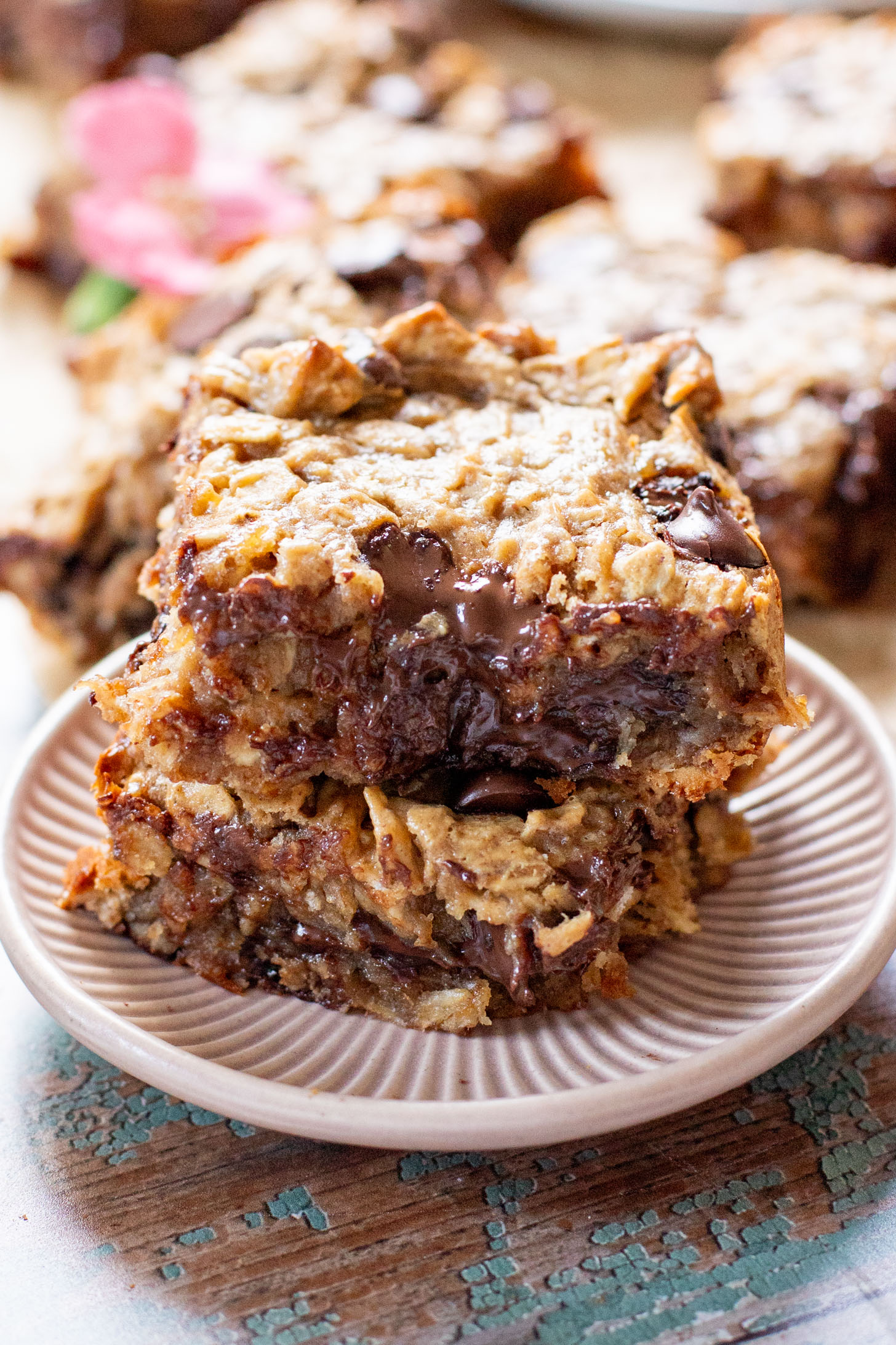 These Vegan Protein Oat Bars are the perfect snack or dessert for the novice baker. Nothing fancy, just a tasty dairy-free treat | ThisSavoryVegan.com