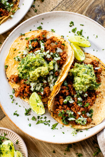 These Vegan Chipotle Beef Tacos are ready in 20 minutes and are a crowd pleaser. Perfectly smoky, packed with protein & delicious | ThisSavoryVegan.com