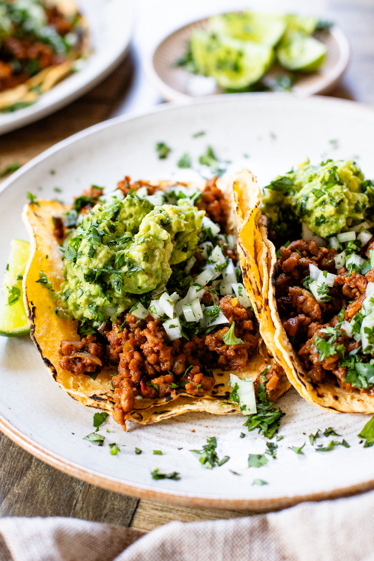 These Vegan Chipotle Beef Tacos are ready in 20 minutes and are a crowd pleaser. Perfectly smoky, packed with protein & delicious | ThisSavoryVegan.com