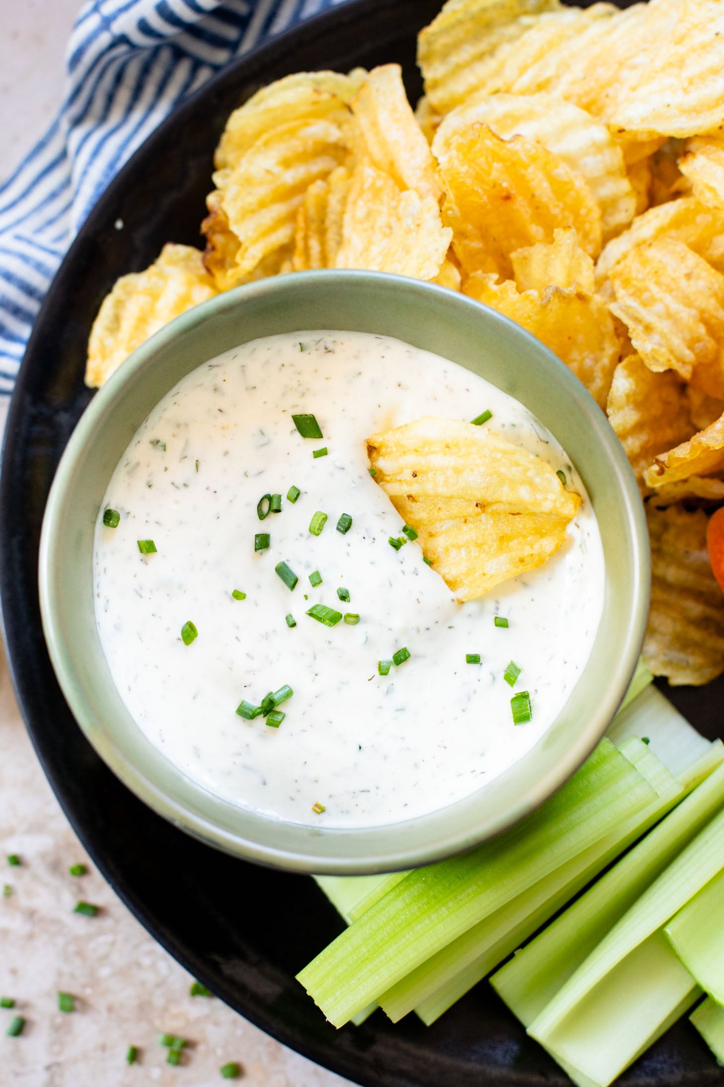 This is seriously the Best Vegan Ranch Dip - you'll never miss the dairy! This vegan dip is perfect for a party or game day snack | ThisSavoryVegan.com