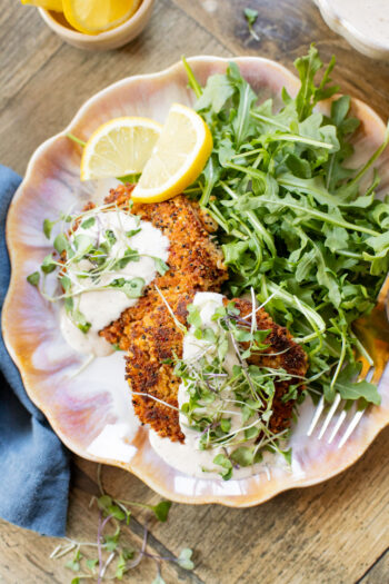 These Crispy Chickpea Quinoa Patties are made with simple ingredients and topped with a dairy-free lemon garlic aioli | ThisSavoryVegan.com