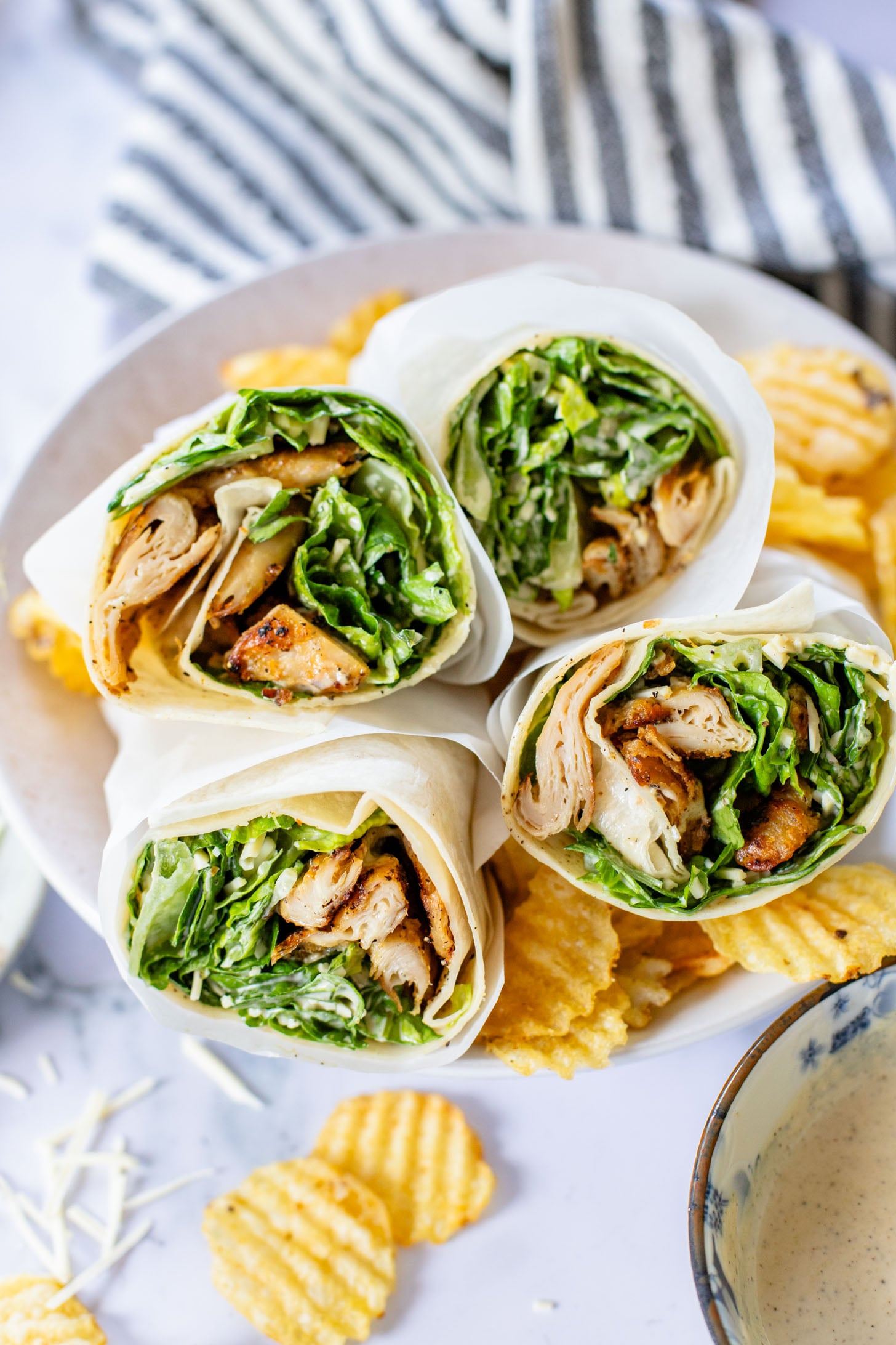 These Vegan Chicken Caesar Wraps are the best way to eat your favorite Caesar salad on-the-go! Delicious flavors and dairy-free | ThisSavoryVegan.com