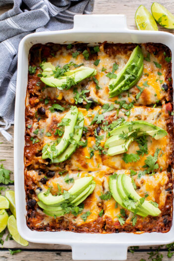 This Cauliflower Rice Taco Casserole is the perfect low-carb weeknight dinner. Packed with veggies, plant protein & also dairy-free | ThisSavoryVegan.com