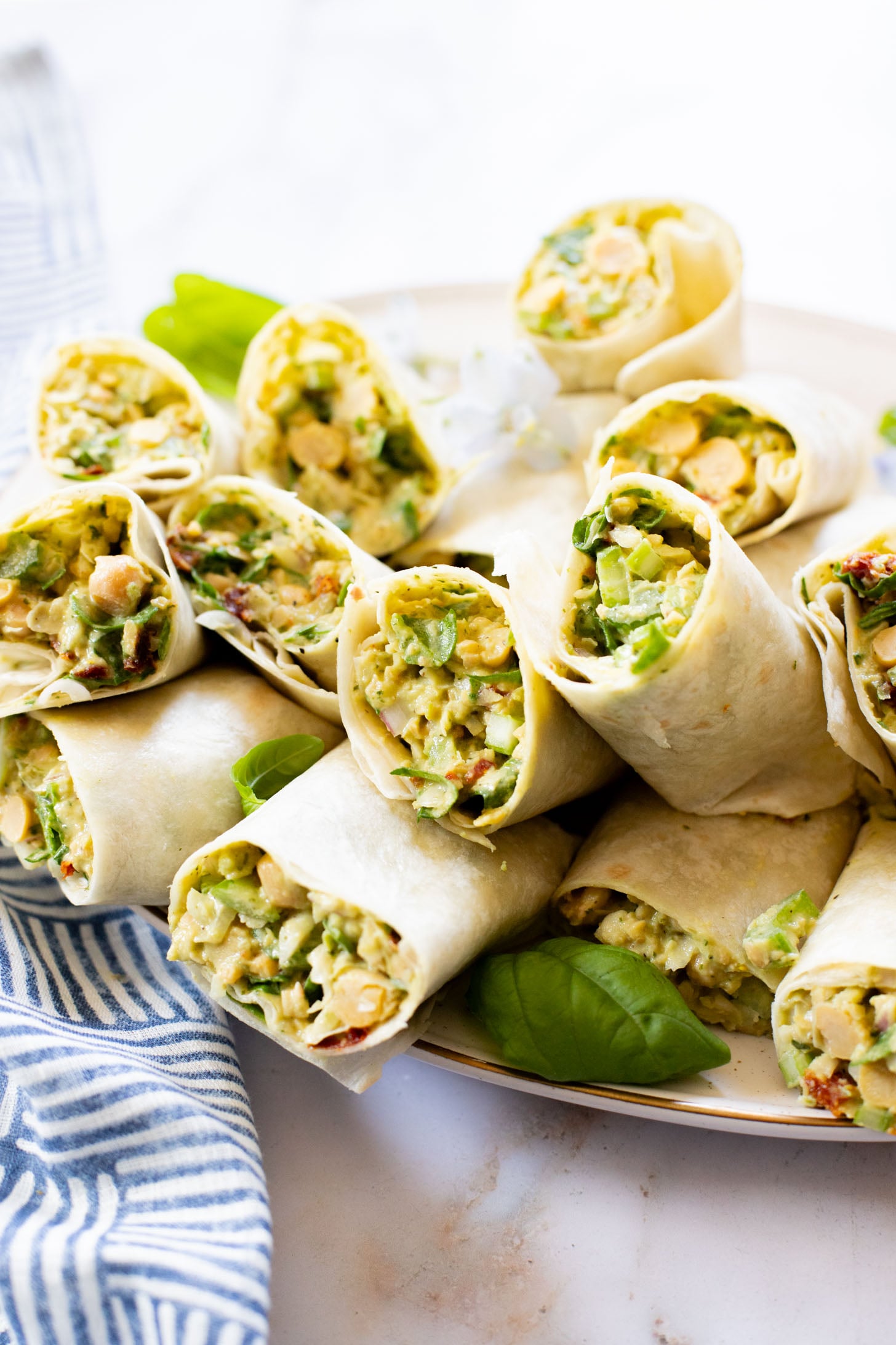 These Chimichurri Chickpea Salad Wraps are the perfect party snack or lunch! They are light, delicious & dairy-free | ThisSavoryVegan.com