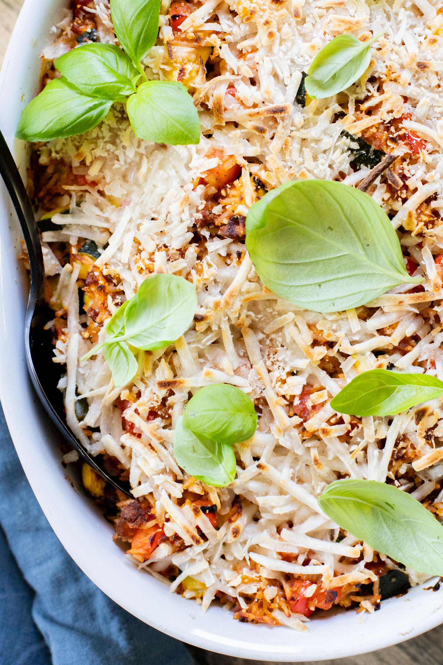 This Vegan Beef Zucchini Casserole is a hearty & delicious dinner idea. You get rice, veggies & plant protein in one tasty dish | ThisSavoryVegan.com