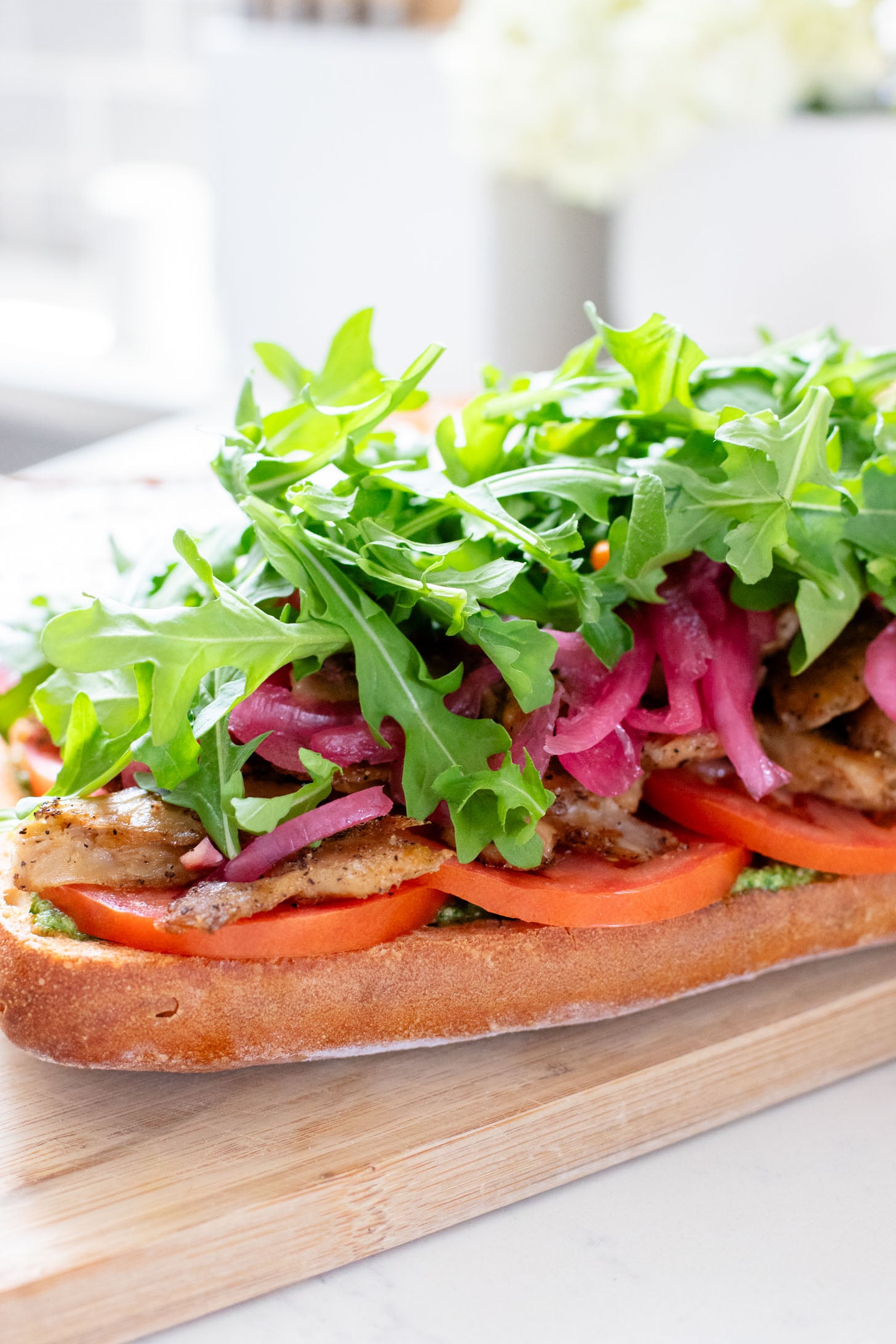 This Vegan Chicken Pesto Sandwich is the ultimate summer sandwich recipe! Perfect for a picnic or beach day | ThisSavoryVegan.com