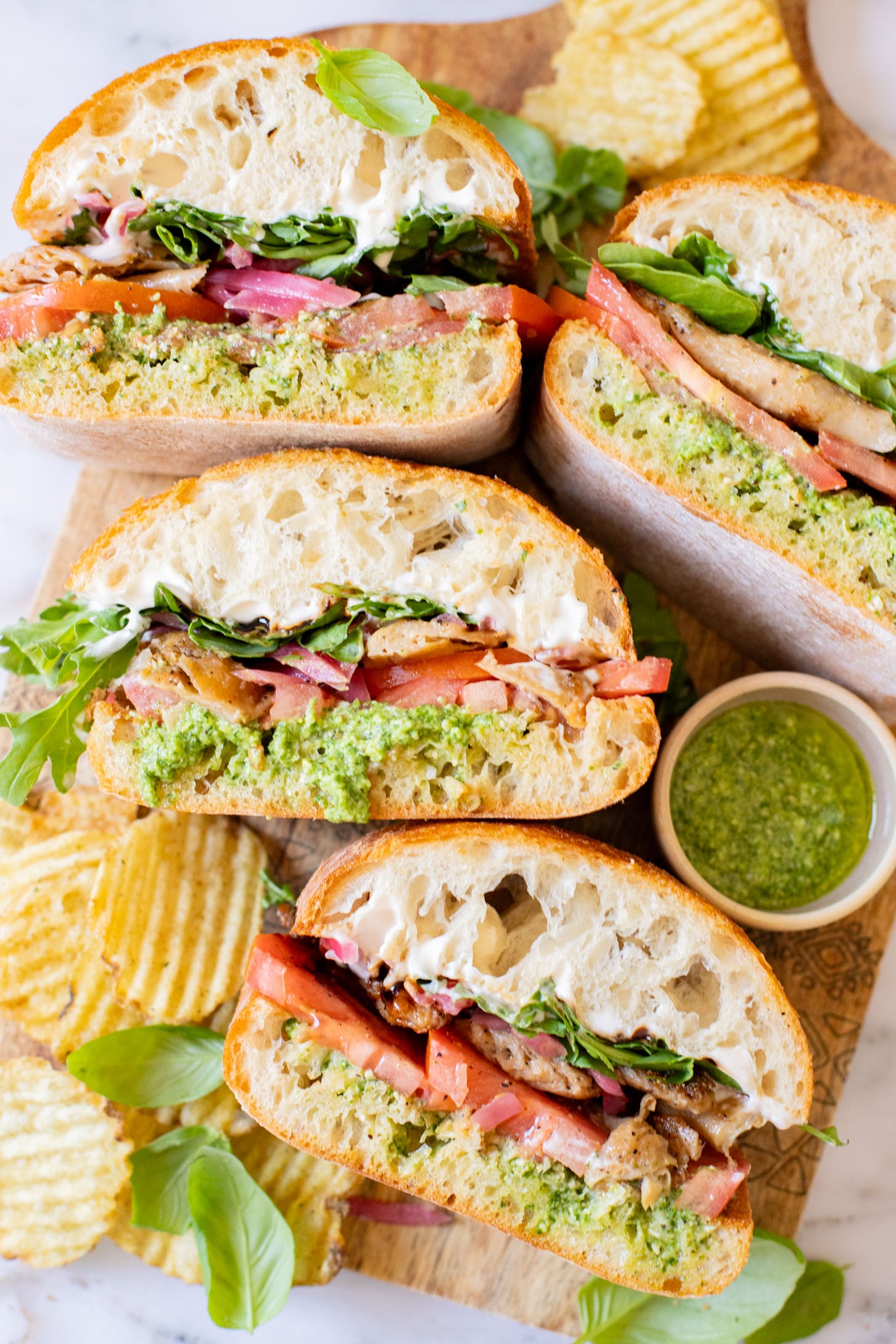 This Vegan Chicken Pesto Sandwich is the ultimate summer sandwich recipe! Perfect for a picnic or beach day | ThisSavoryVegan.com