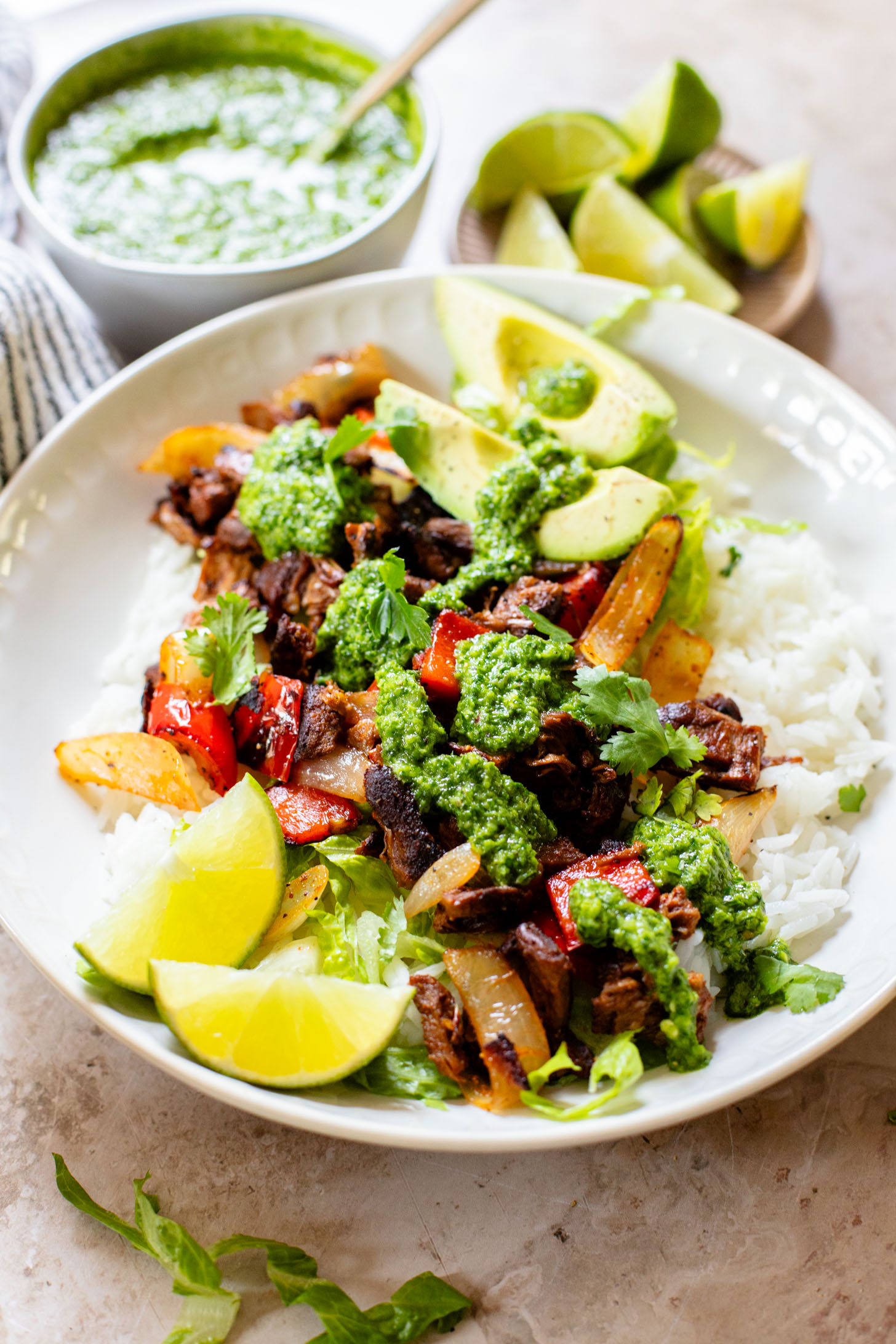 These Vegan Chimichurri Steak Bowls are high in protein and packed with fresh flavors. A quick and easy weeknight dinner | ThisSavoryVegan.com