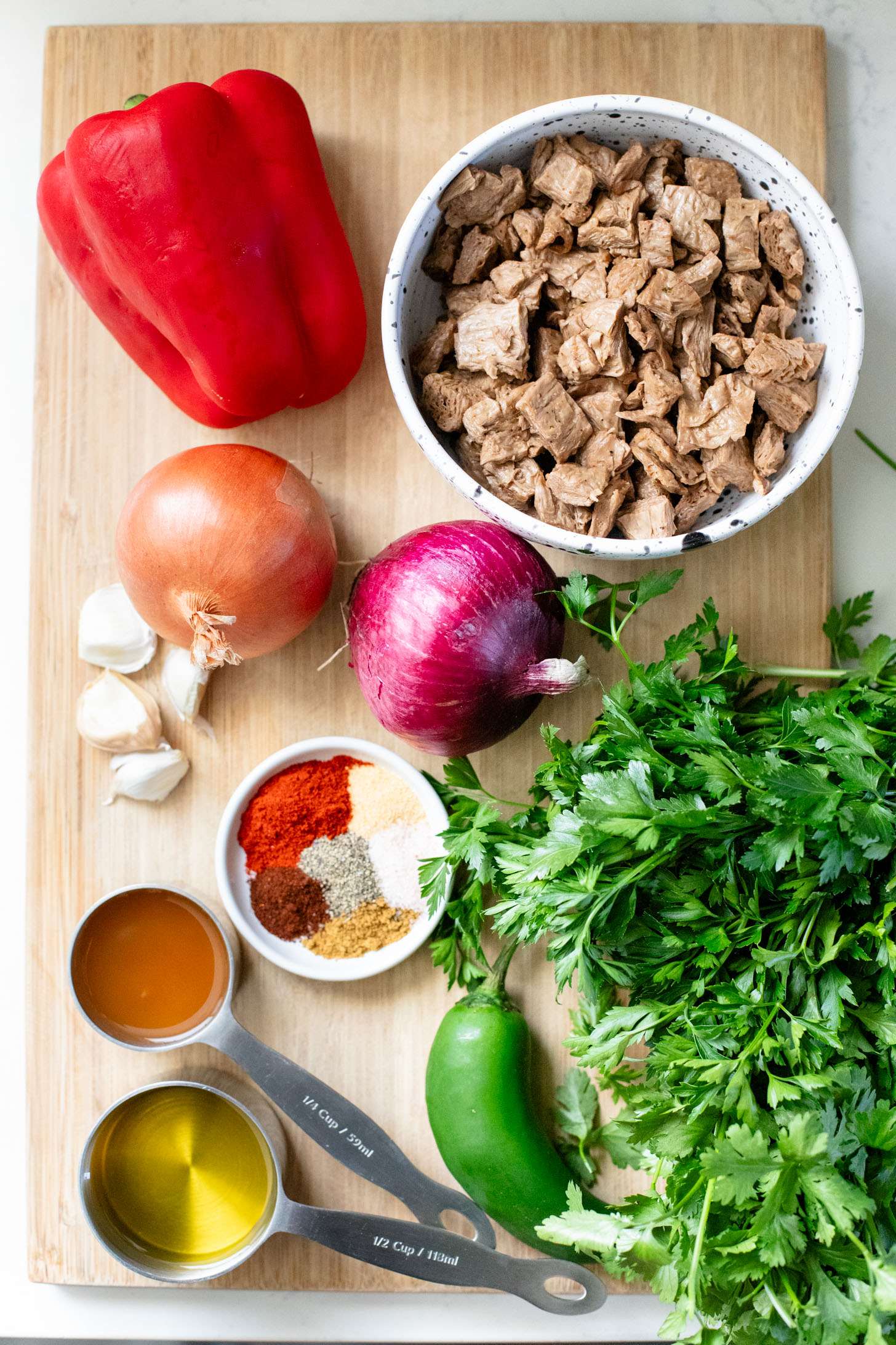 These Vegan Chimichurri Steak Bowls are high in protein and packed with fresh flavors. A quick and easy weeknight dinner | ThisSavoryVegan.com