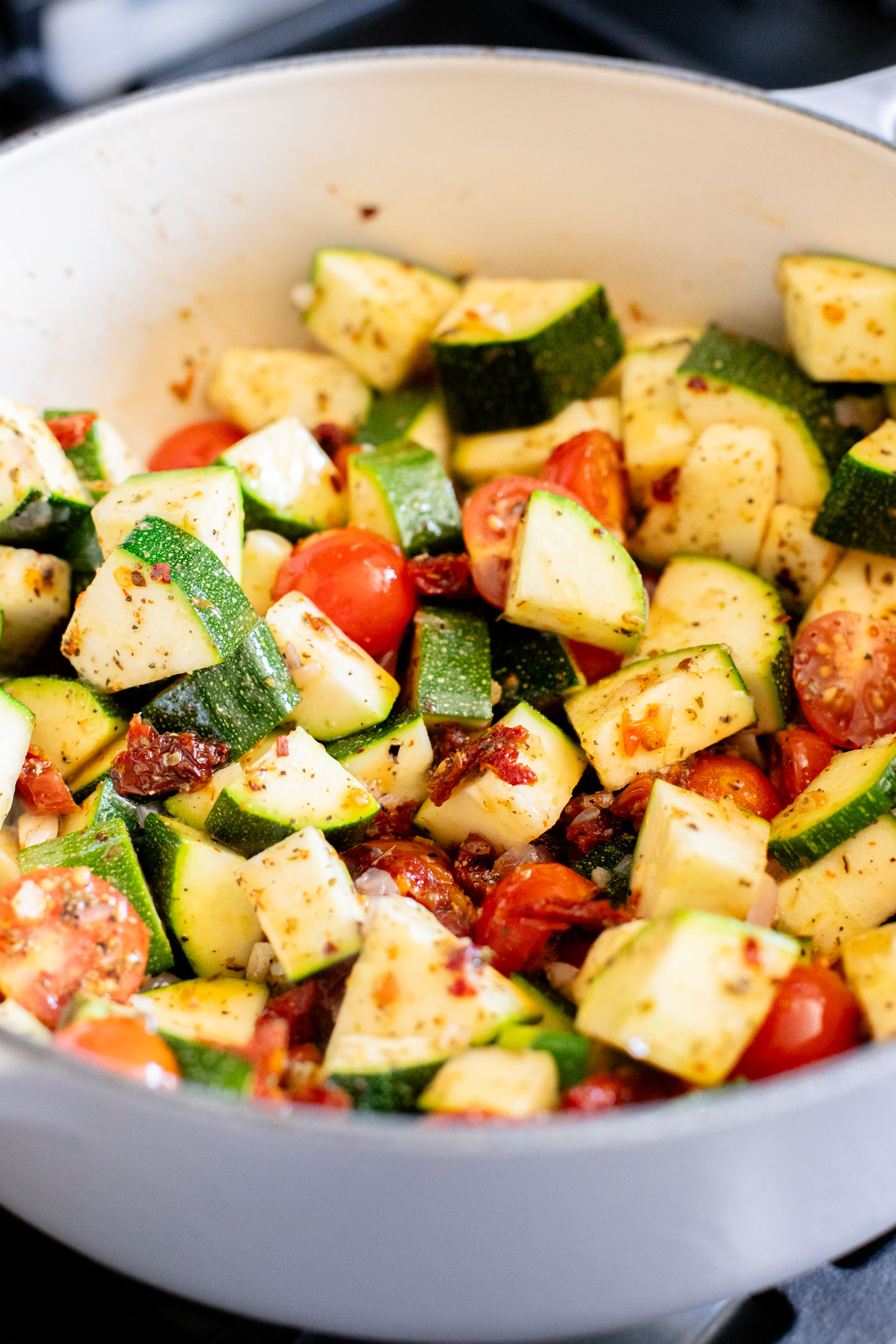 This One-Pot Summer Veggie Pasta is ready in 30 minutes and is filled with zucchini, tomatoes, greens & basil. Simple & delicious vegan pasta | ThisSavoryVegan.com