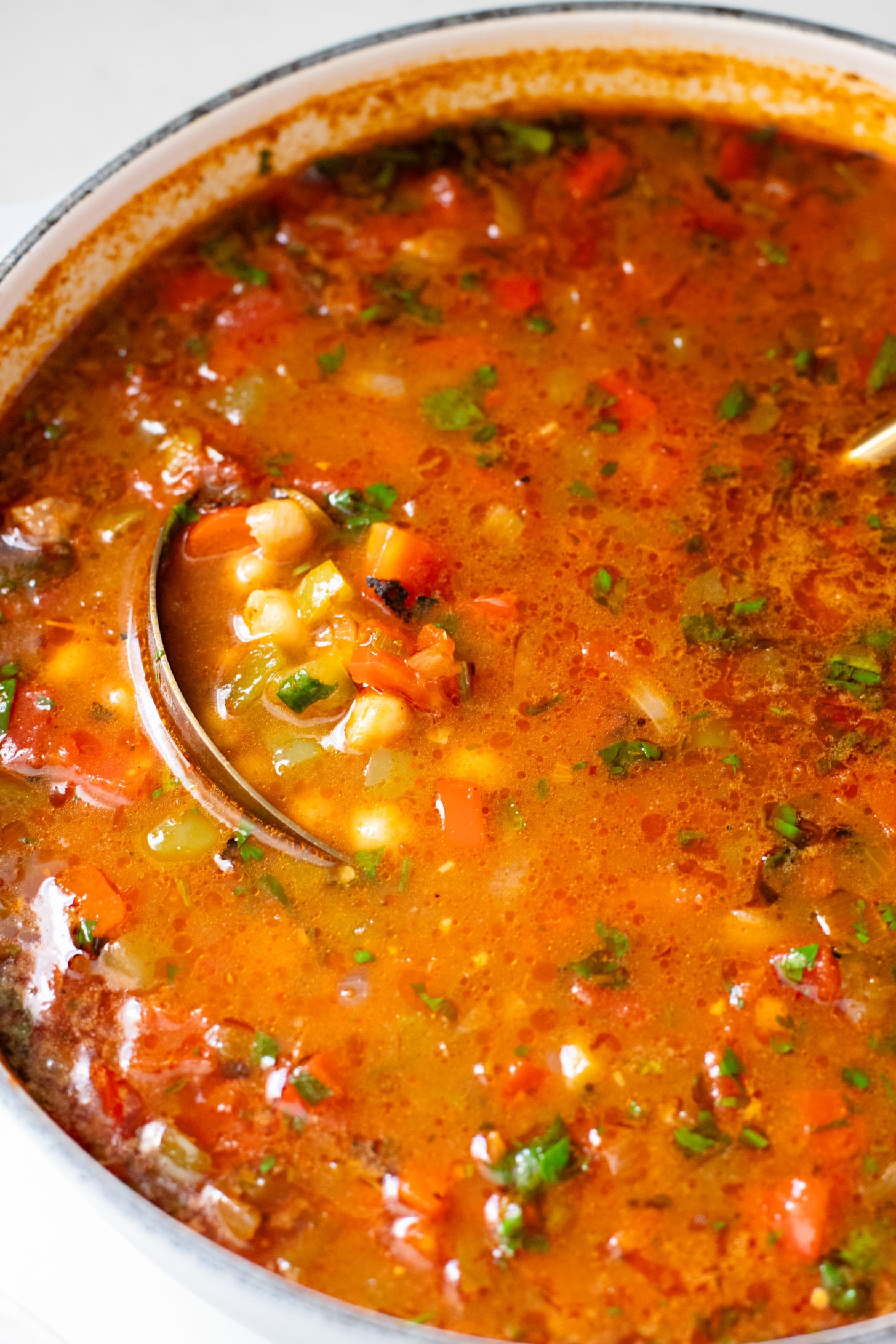 This Chickpea Taco Soup is a simple, clean soup recipe that doesn't skip on flavor. Packed with veggies and plant protein | ThisSavoryVegan.com