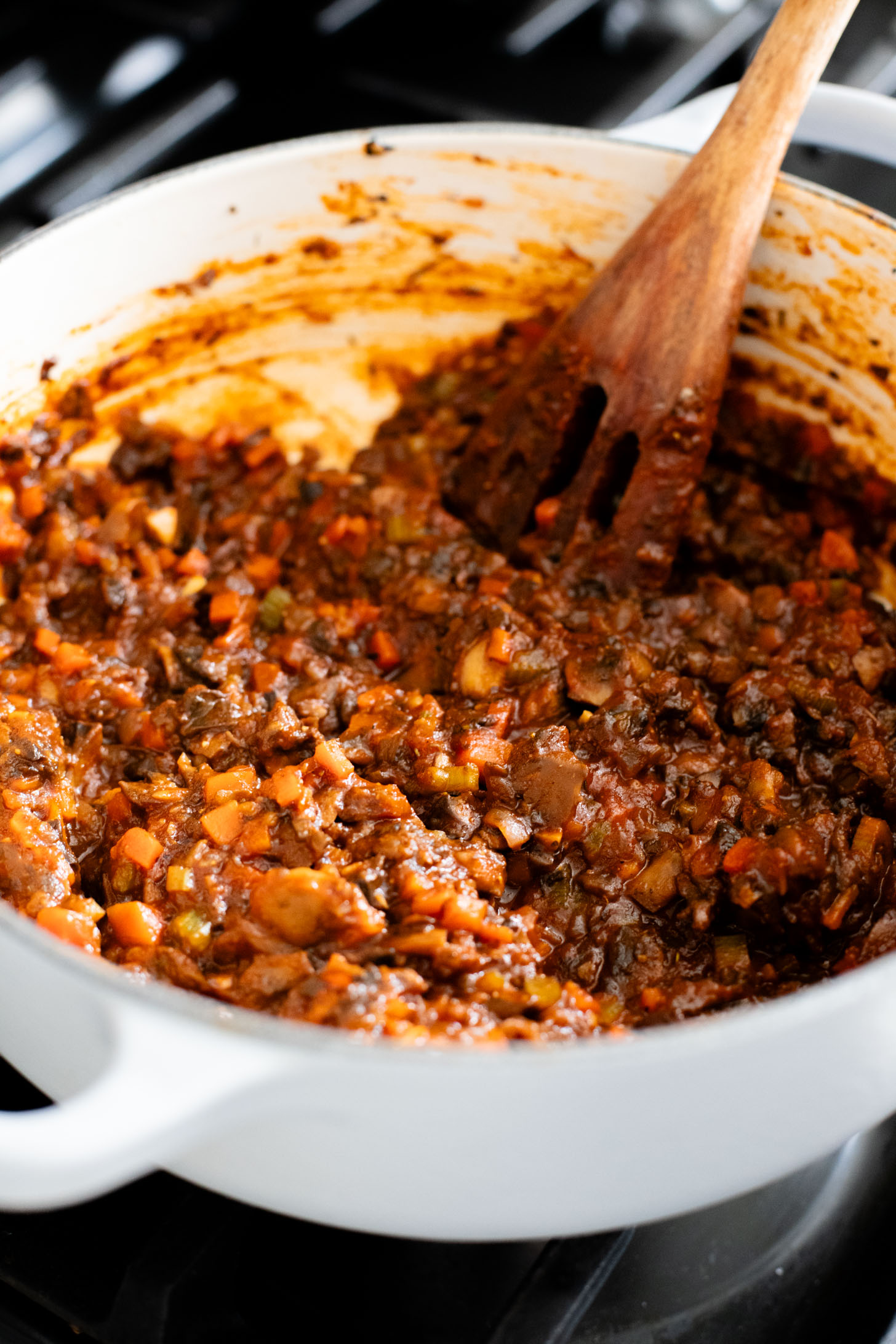 This Sunday Night Mushroom Ragu is the perfect recipe to have on the stove all day. The cooked down mushrooms give this sauce a meaty texture | ThisSavoryVegan.com