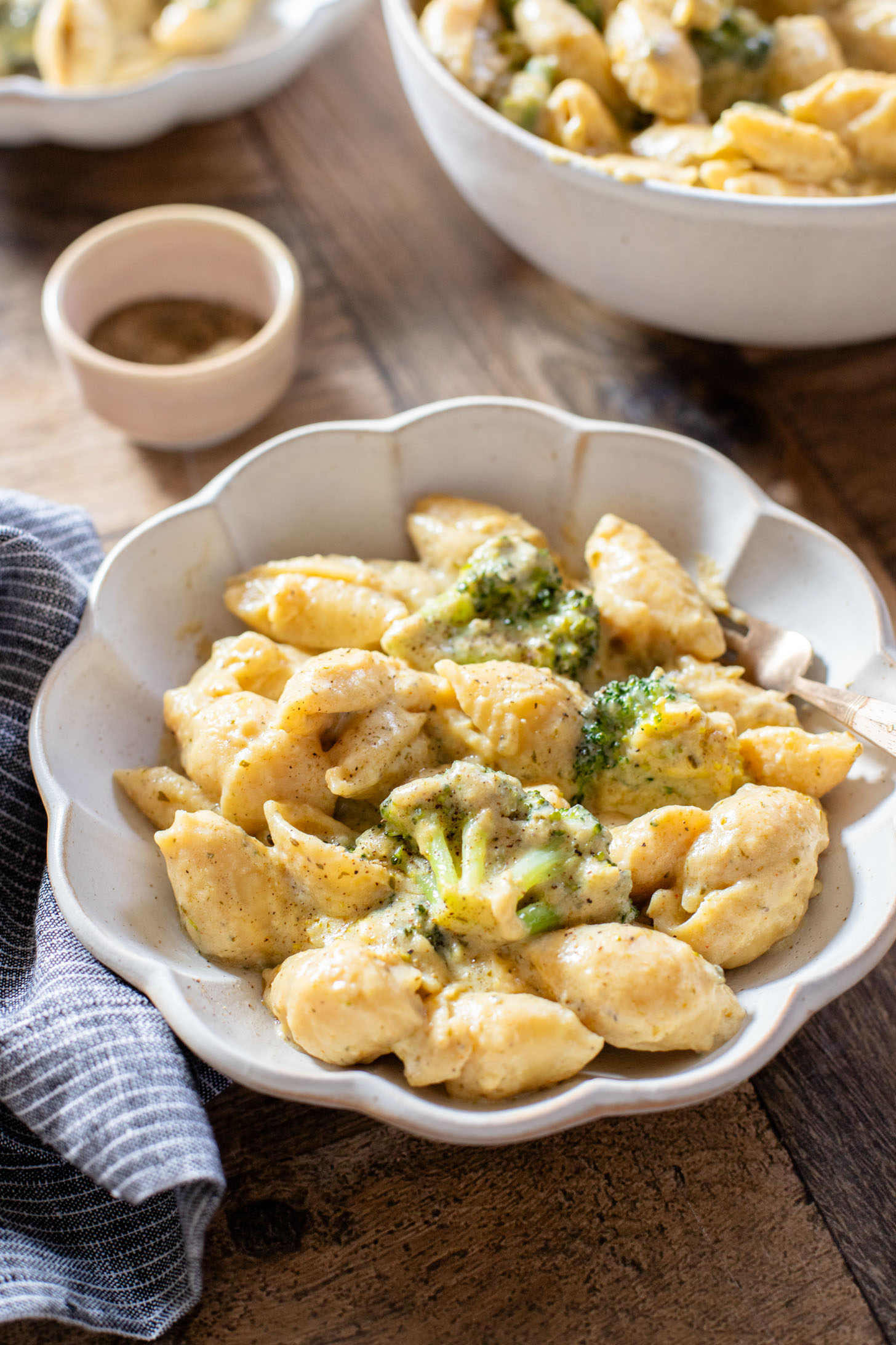 This Creamy Pesto Pasta with Broccoli is not only dairy-free it also has some sneaky protein. Made in one-pot for an easy weeknight dinner | ThisSavoryVegan.com
