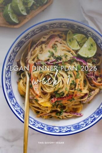 Make your life easier and use my weekly vegan dinner plans! Five nights of vegan dinner recipes and a grocery list released every Saturday | ThisSavoryVegan.com