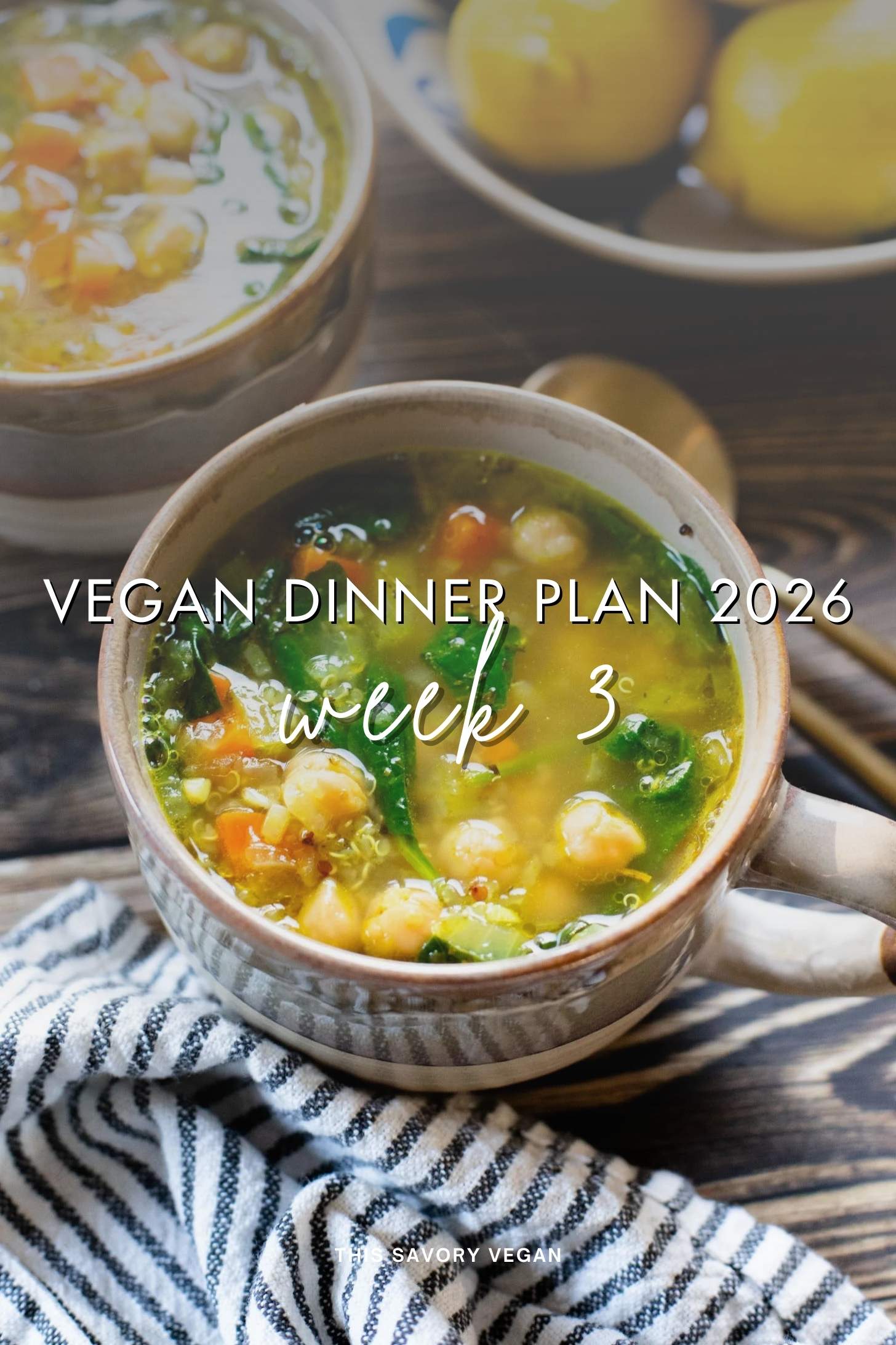 Make your life easier and use my weekly vegan dinner plans! Five nights of vegan dinner recipes and a grocery list released every Saturday | ThisSavoryVegan.com