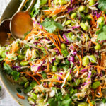 This Miso Sesame Crunch Salad is packed with veggies, including plant protein, and tossed with the best miso dressing that you'll want to put on everything | ThisSavoryVegan.com