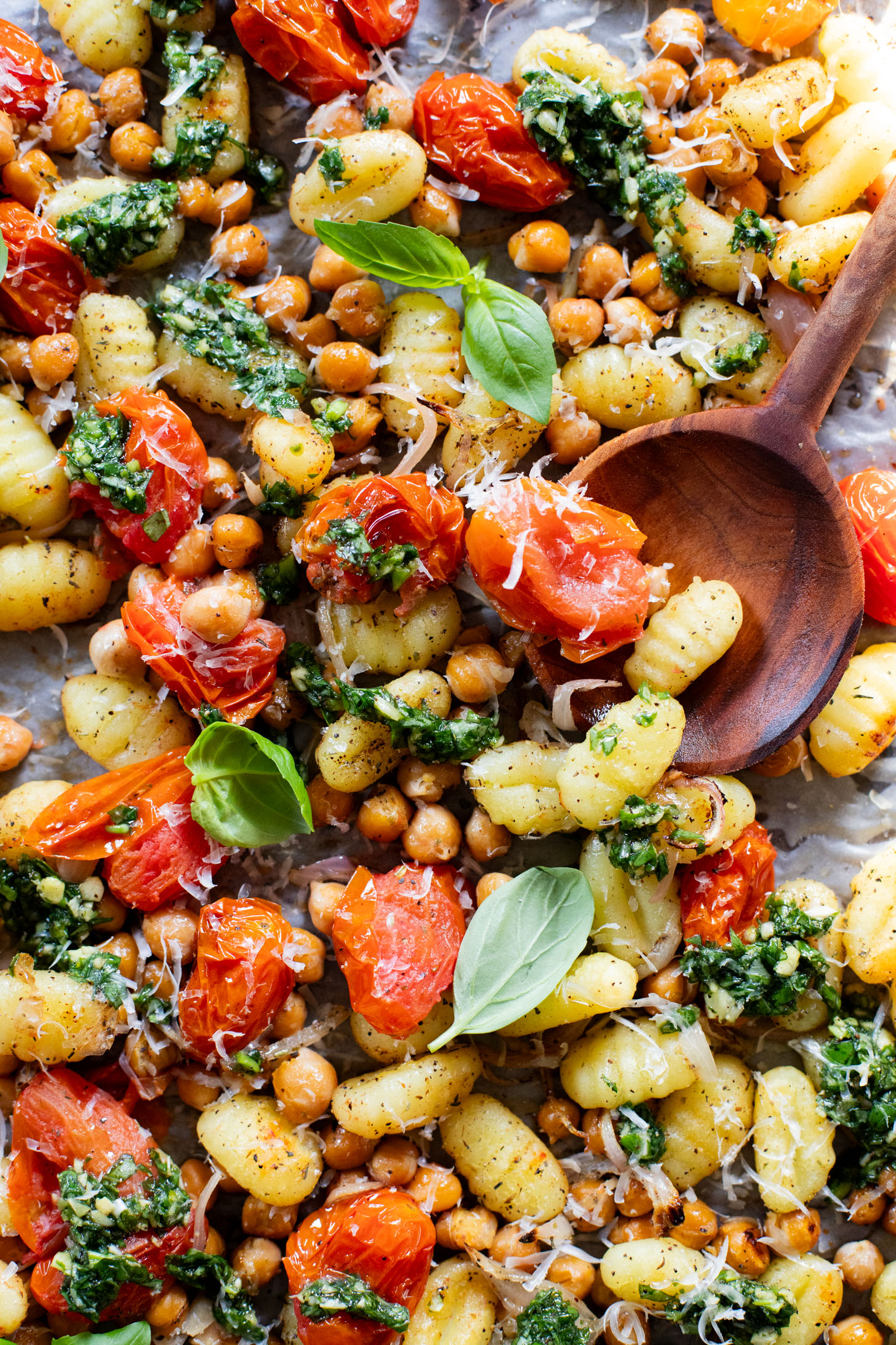 This Sheet Pan Gnocchi & Chickpeas recipe is perfect for a weeknight dinner. Everything is made on one baking sheet and is ready in 30 minutes | ThisSavoryVegan.com