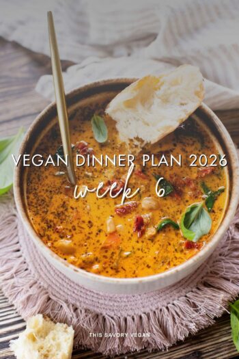 Make your life easier and use my weekly vegan dinner plans! Five nights of vegan dinner recipes and a grocery list released every Saturday | ThisSavoryVegan.com