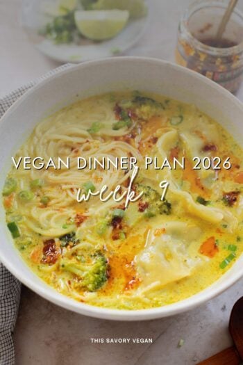 Make your life easier and use my weekly vegan dinner plans! Five nights of vegan dinner recipes and a grocery list released every Saturday | ThisSavoryVegan.com
