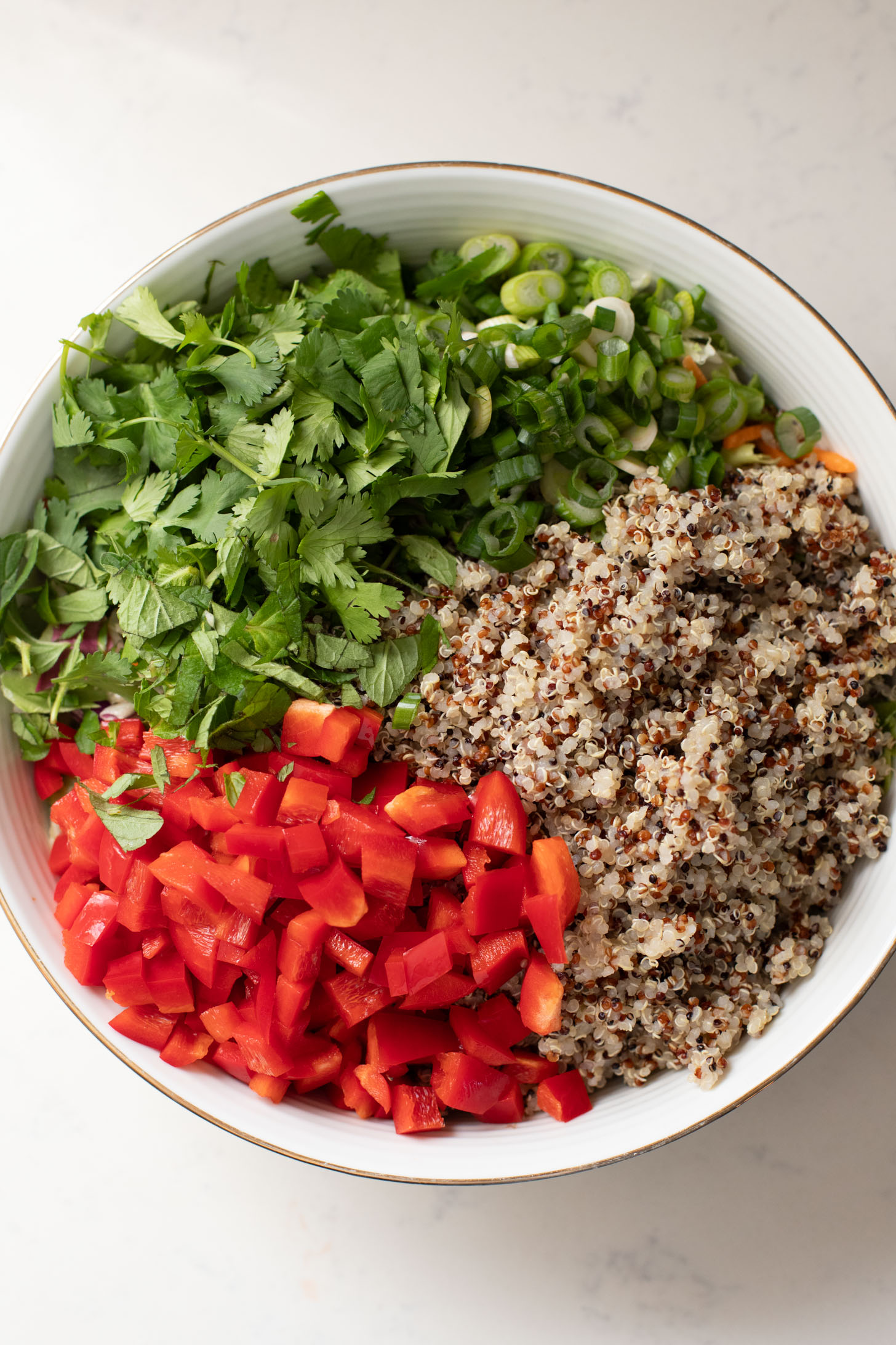 This Quinoa Crunch Salad is a quick and delicious lunch or dinner. Made with a simple, homemade asian dressing | ThisSavoryVegan.com