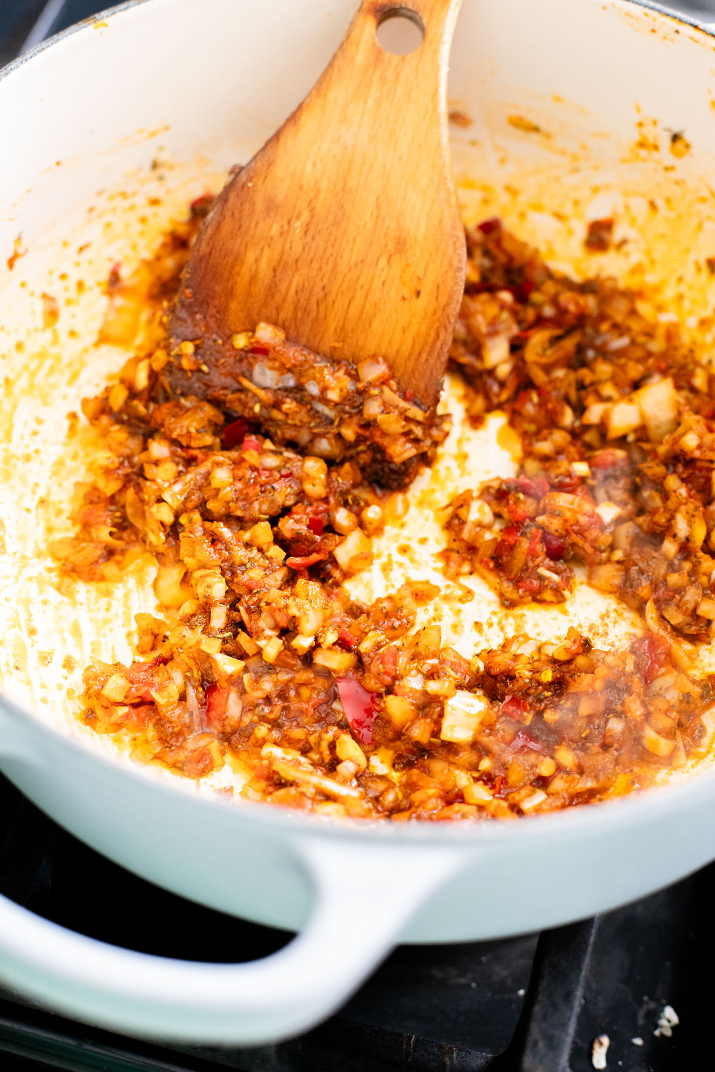 This Spicy Lentil Bolognese is a simple, protein-packed pasta sauce that is simple to make and super delicious | ThisSavoryVegan.com