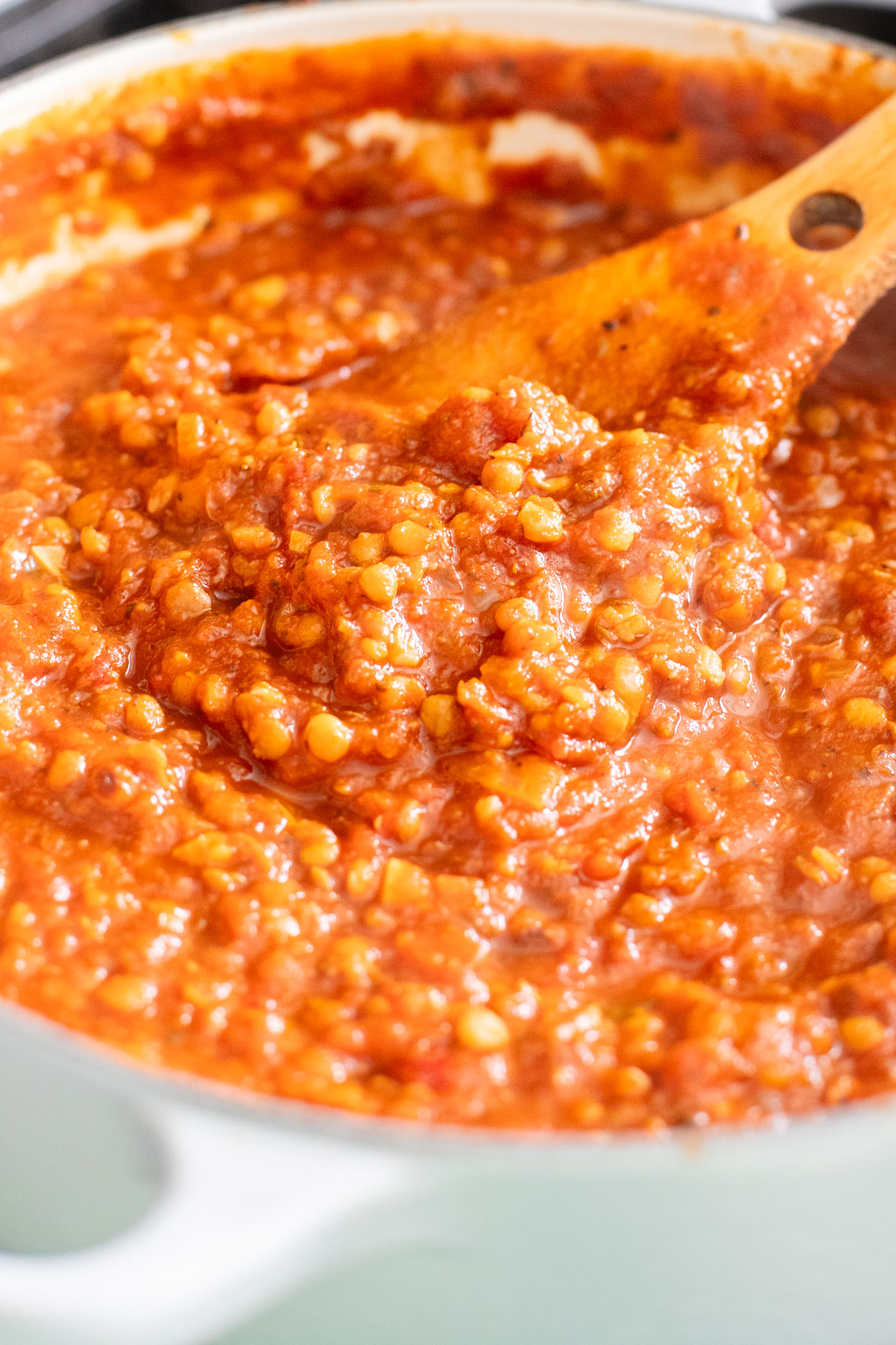 This Spicy Lentil Bolognese is a simple, protein-packed pasta sauce that is simple to make and super delicious | ThisSavoryVegan.com