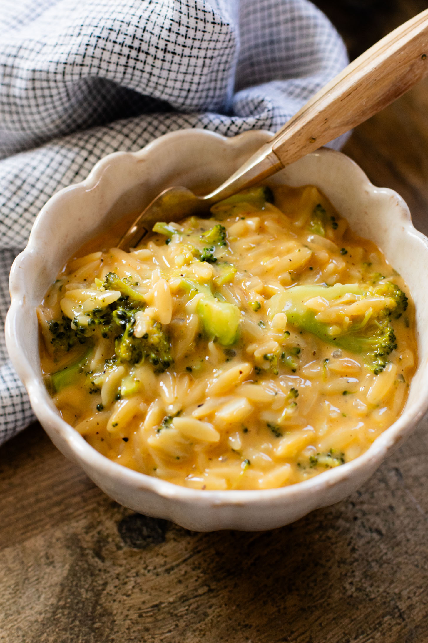 This Vegan Broccoli Cheddar Orzo is a creamy & cozy weeknight dinner that is 100% dairy-free and super delicious | ThisSavoryVegan.com