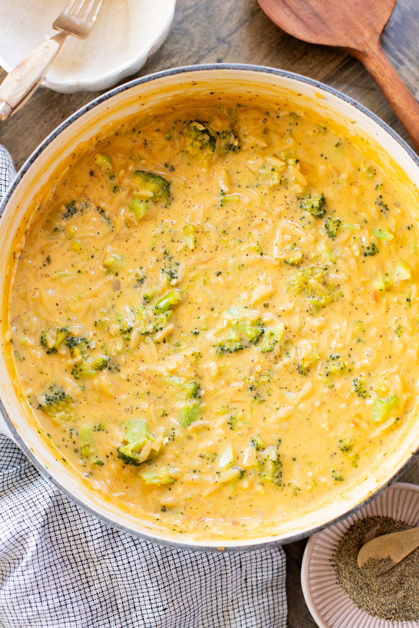 This Vegan Broccoli Cheddar Orzo is a creamy & cozy weeknight dinner that is 100% dairy-free and super delicious | ThisSavoryVegan.com