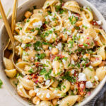 This Vegan Feta & Chickpea Pasta Salad is the perfect salad for spring. Light, bright and super yummy | ThisSavoryVegan.com
