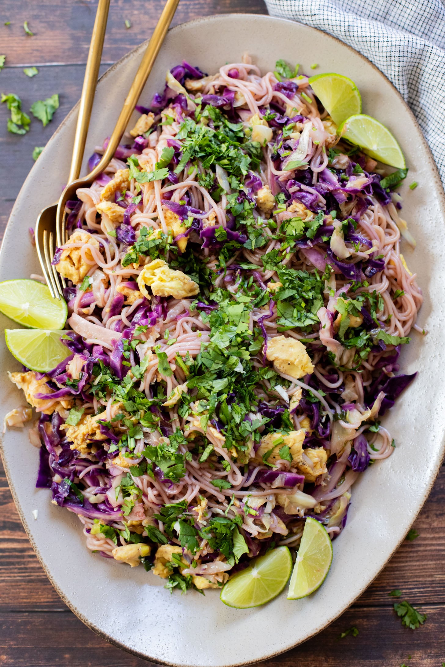This Cabbage and Rice Noodle Stir-Fry is great for a weeknight when you are short on time for dinner. Noddles, veggies & vegan eggs for protein | ThisSavoryVegan.com