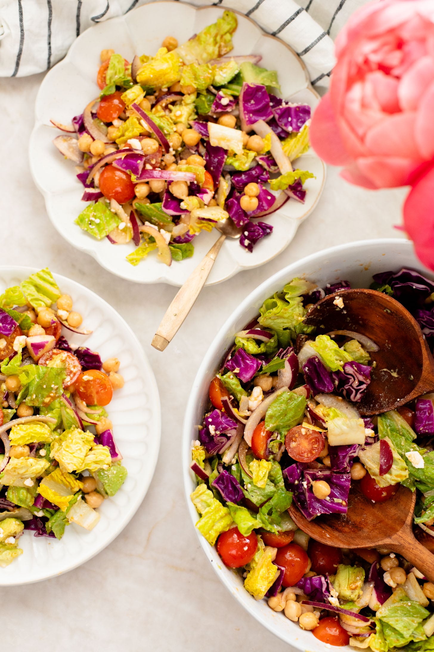 This Chipotle Chickpea Chopped Salad is a quick & easy meal that is packed with fresh veggies, a smoky chipotle dressing and chickpeas | ThisSavoryVegan.com