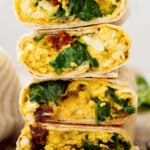 These Tofu Scramble Breakfast Wraps are a play on the Starbucks feta egg white wrap - but made dairy-free & with tofu | ThisSavoryVegan.com