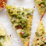 This Trader Joe's Cheesy Chimichurri Garlic Bread is the perfect vegan side dish. This is garlic bread on a whole other level | ThisSavoryVegan.com