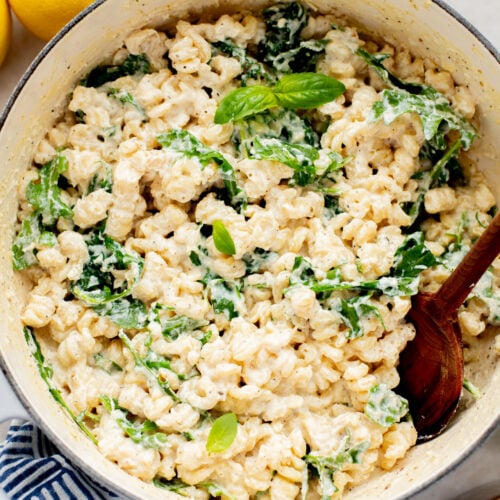 This Lemon Ricotta Pasta is made vegan with a tofu ricotta which gives this pasta a boost of plant protein. Simple ingredients, BIG flavors | ThisSavoryVegan.com