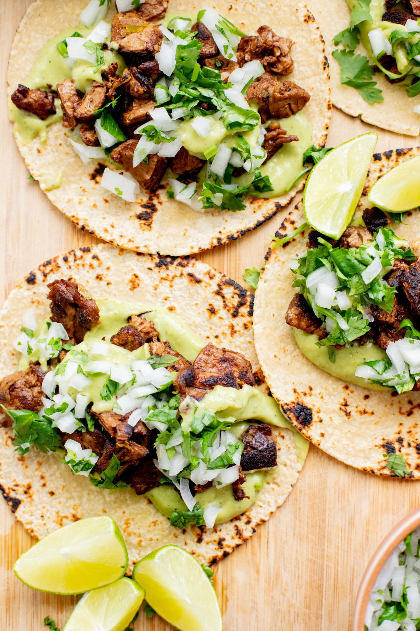 These Chipotle "Steak" Tacos with Avocado Salsa are the perfect weeknight dinner. Made with vegan steak and a quick & delicious salsa | ThisSavoryVegan.com