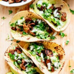 These Chipotle "Steak" Tacos with Avocado Salsa are the perfect weeknight dinner. Made with vegan steak and a quick & delicious salsa | ThisSavoryVegan.com