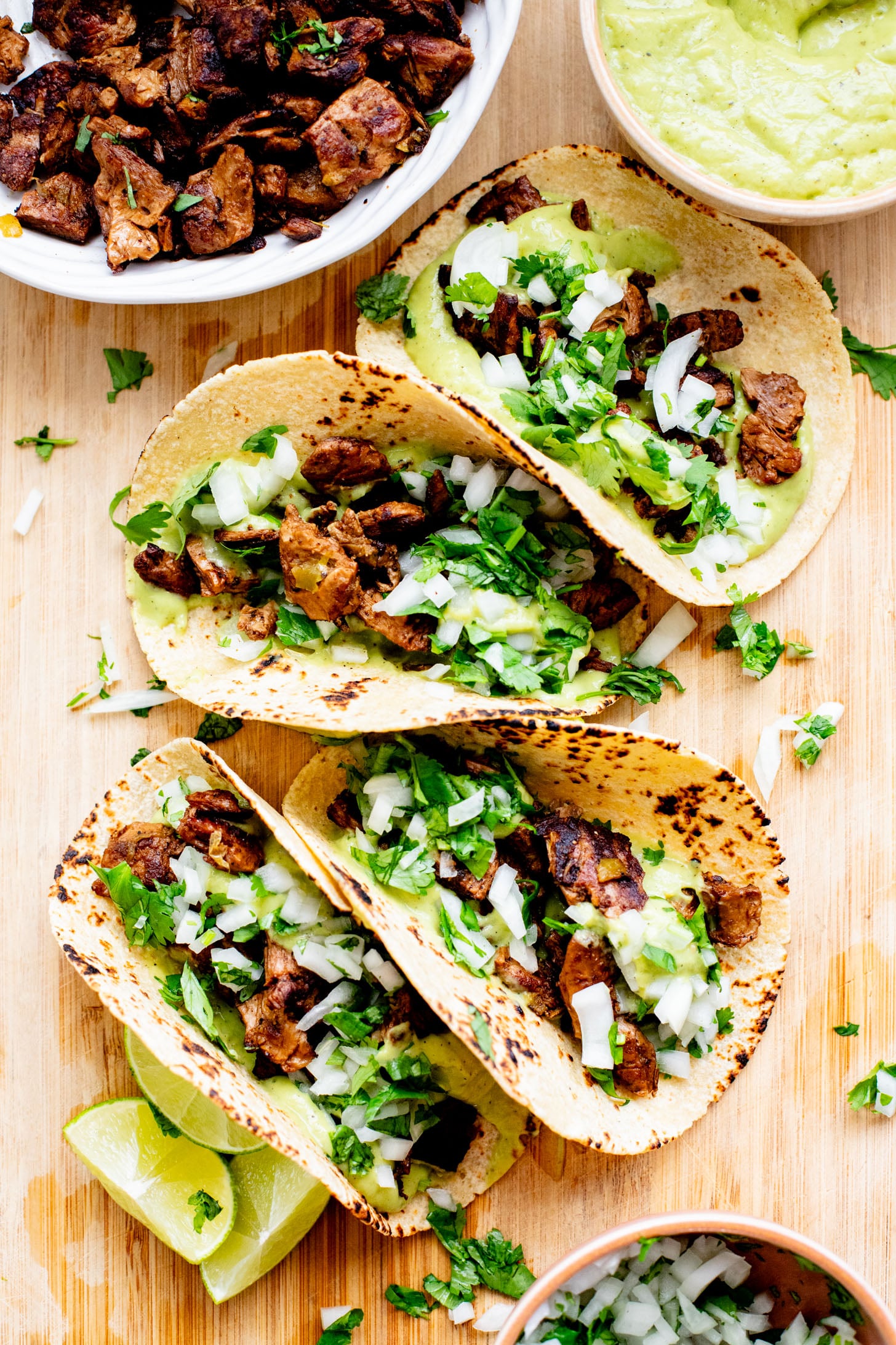 These Chipotle "Steak" Tacos with Avocado Salsa are the perfect weeknight dinner. Made with vegan steak and a quick & delicious salsa | ThisSavoryVegan.com