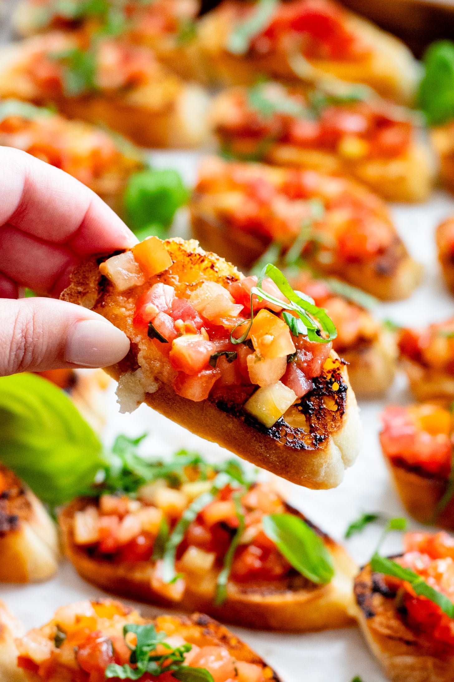 This Trader Joe's Garlic Lovers Bruschetta is the perfect summer appetizer. Made with just 4 ingredients and packed with flavor | ThisSavoryVegan.com
