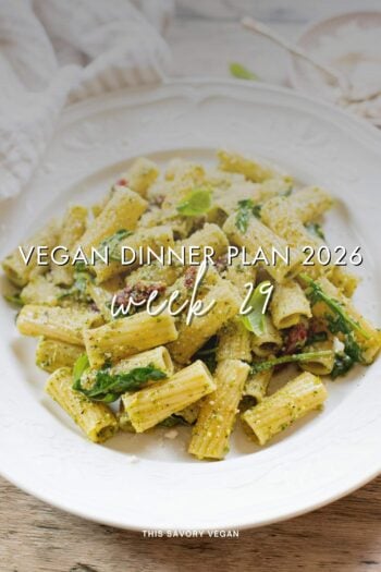 Make your life easier and use my weekly vegan dinner plans! Five nights of vegan dinner recipes and a grocery list released every Saturday | ThisSavoryVegan.com
