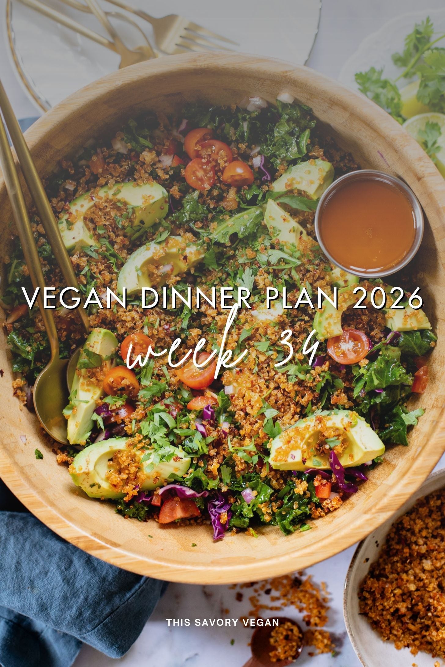 Make your life easier and use my weekly vegan dinner plans! Five nights of vegan dinner recipes and a grocery list released every Saturday | ThisSavoryVegan.com