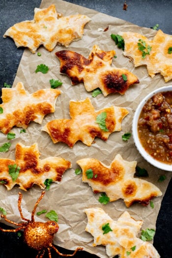 These Bat Shaped Vegan Quesadillas are the perfect kid-friendly Halloween recipe. Simple flavors and so much fun to make | ThisSavoryVegan.com