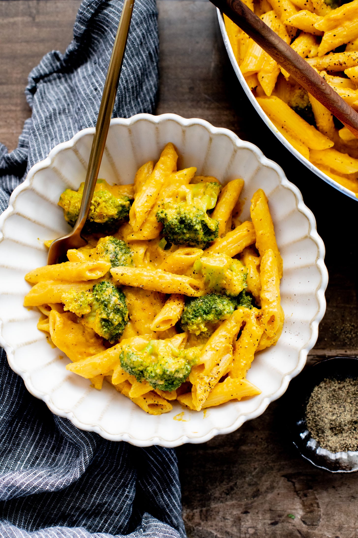This Butternut Squash Penne with Broccoli is perfectly creamy and is packed with veggies. A delicious dairy-free pasta | ThisSavoryVegan.com