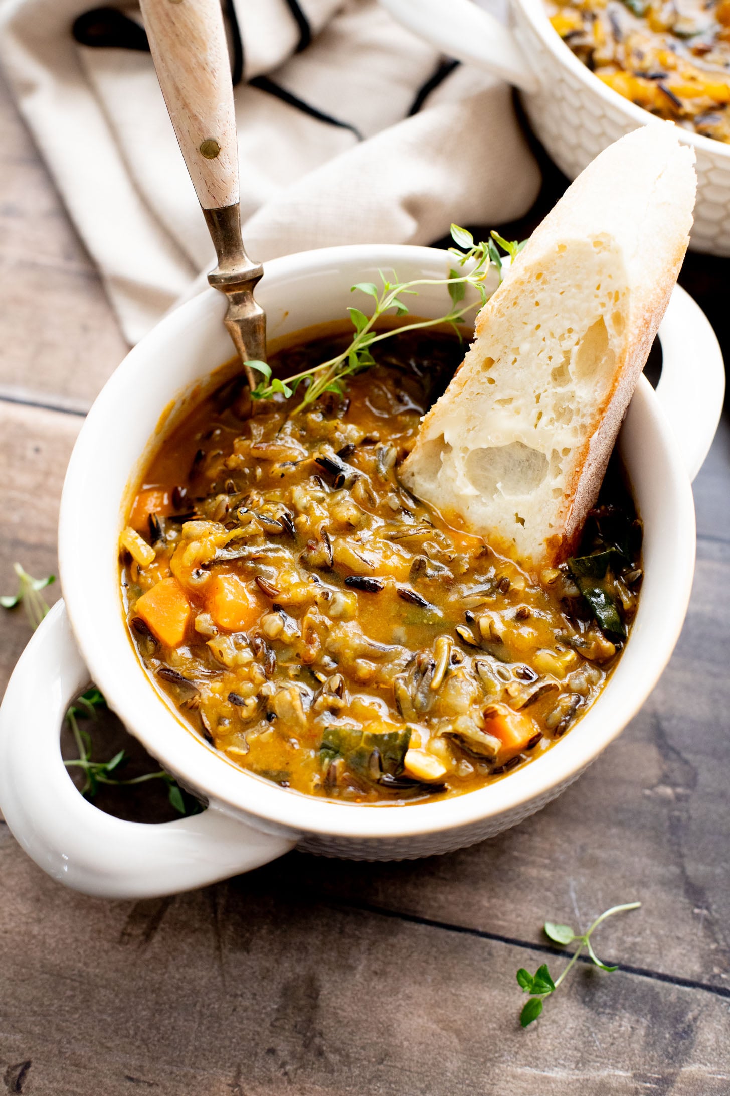 This Butternut Squash Wild Rice Soup is the perfect hearty, vegan soup when you want something nutritious and delicious | ThisSavoryVegan.com