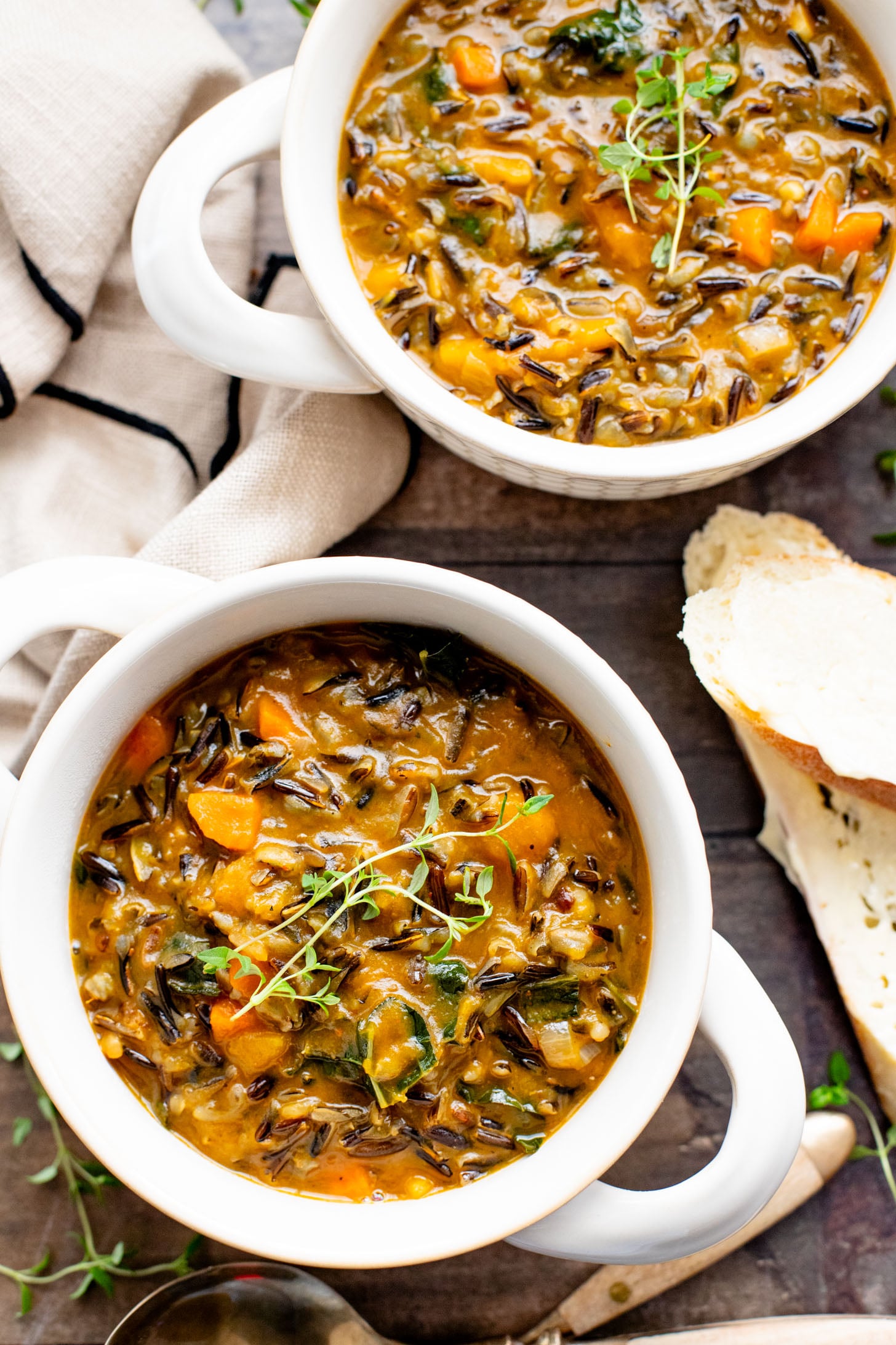 This Butternut Squash Wild Rice Soup is the perfect hearty, vegan soup when you want something nutritious and delicious | ThisSavoryVegan.com