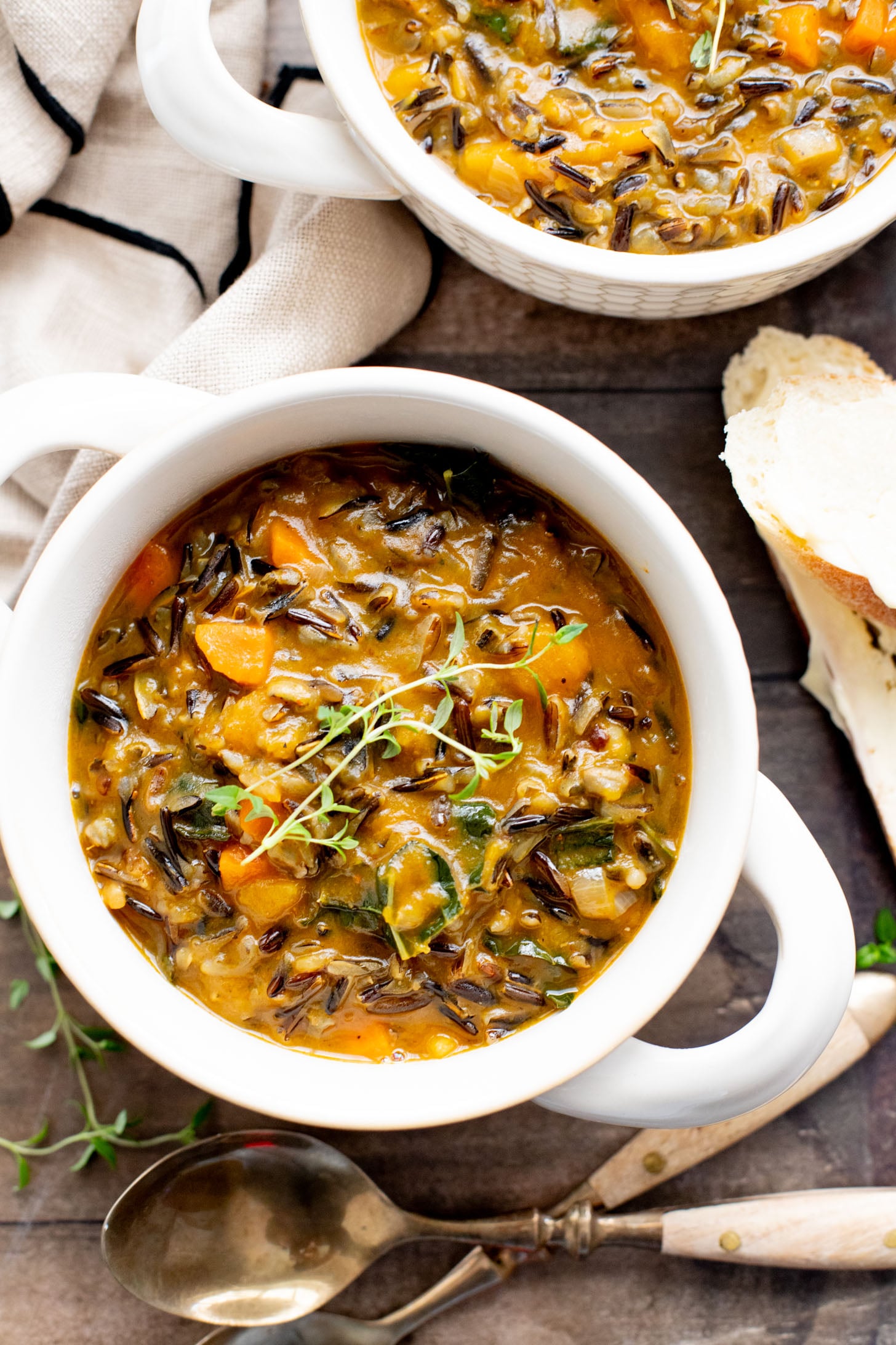 This Butternut Squash Wild Rice Soup is the perfect hearty, vegan soup when you want something nutritious and delicious | ThisSavoryVegan.com