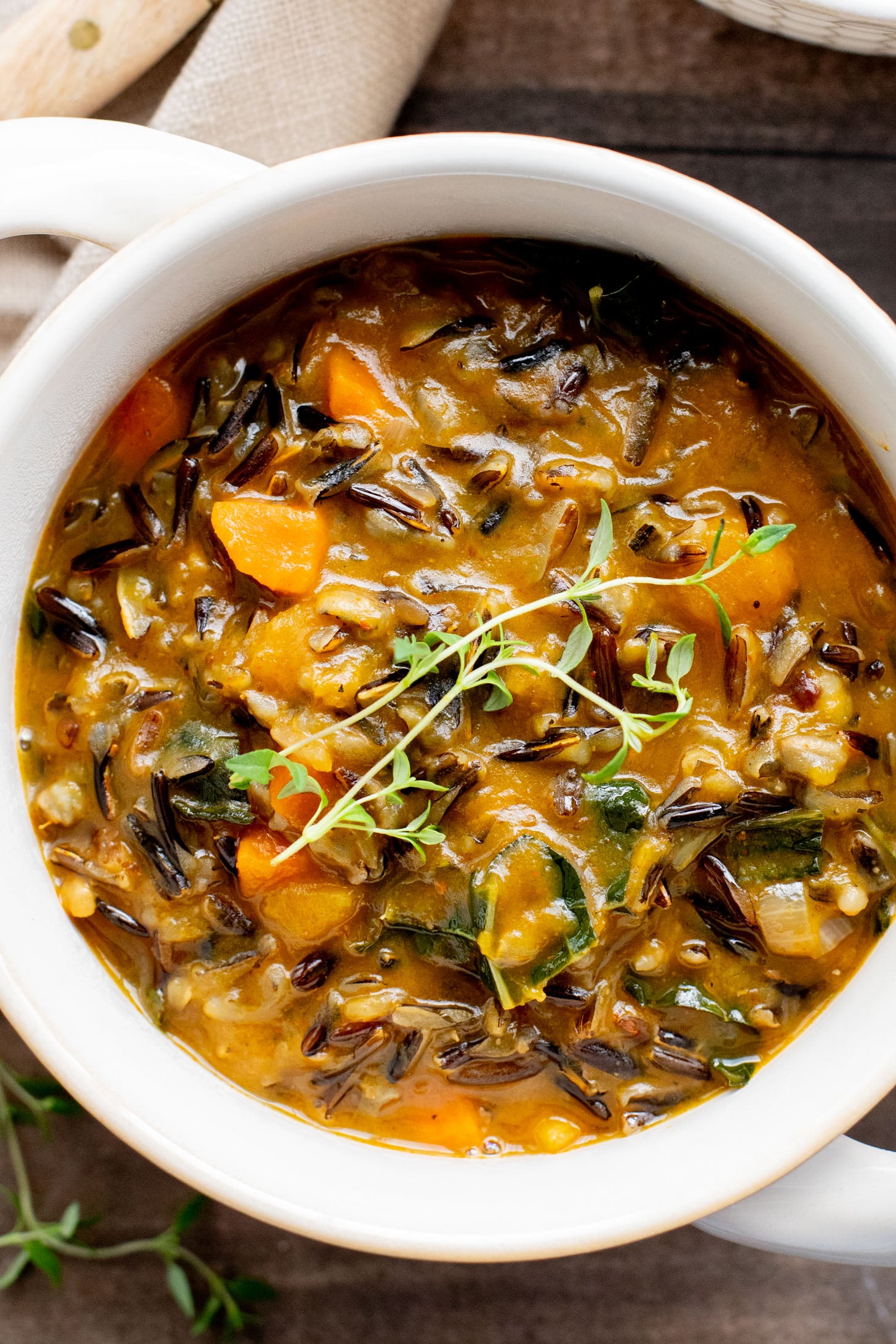 This Butternut Squash Wild Rice Soup is the perfect hearty, vegan soup when you want something nutritious and delicious | ThisSavoryVegan.com