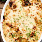 These French Onion Scalloped Potatoes are the perfect vegan holiday side dish. Dairy-free, but you'd never know it | ThisSavoryVegan.com